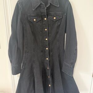 Scanlan Theodore Black Denim Button-Front Coat